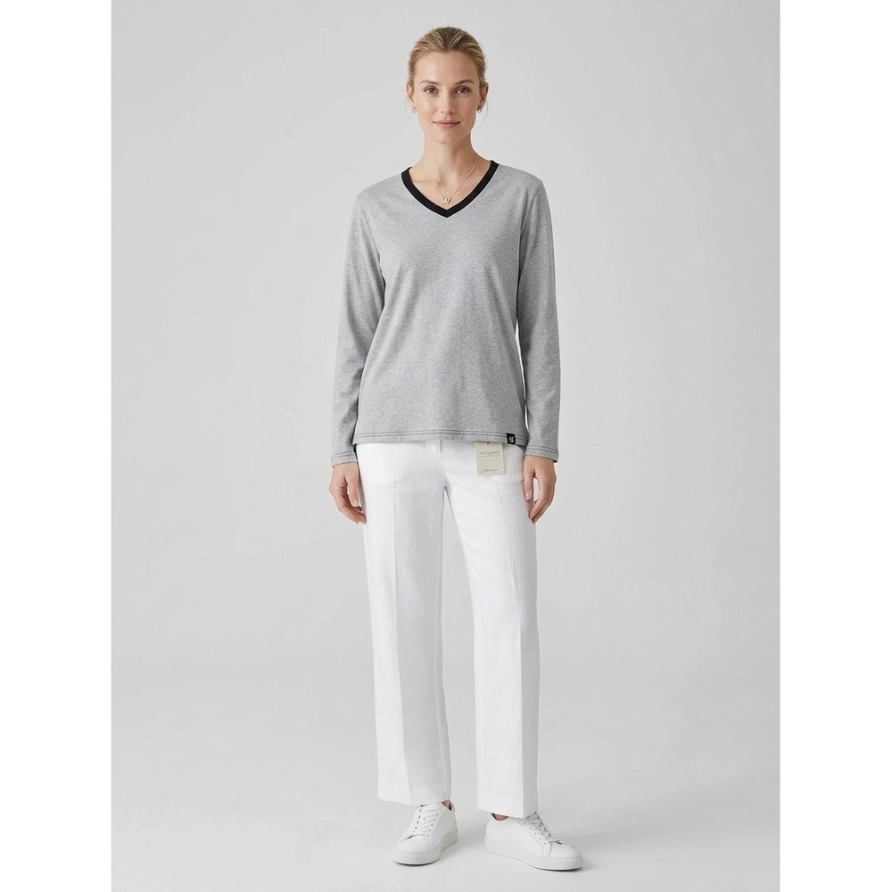 The White Company Qatar Airways Gray V-Neck Long Sleeve Lounge Top Womens Small